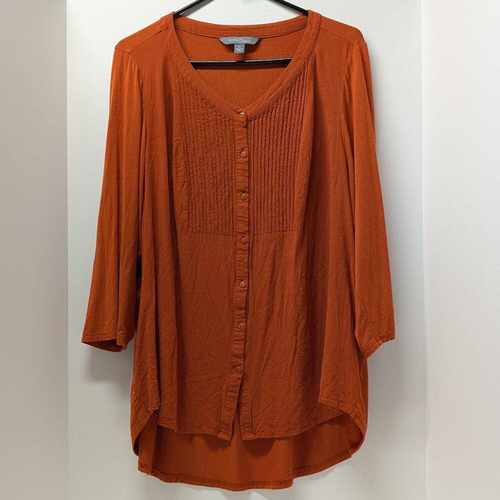 Market & Spruce Phili Mixed Material Tunic in Burnt Orange